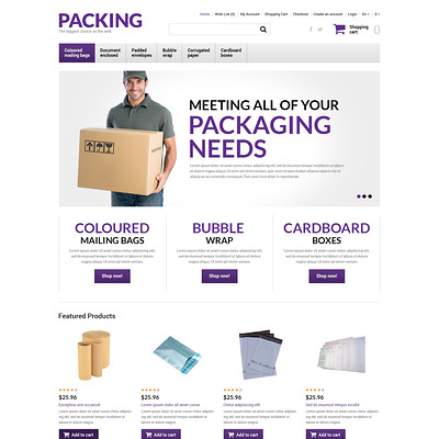 Packing Products Store OpenCart Template (OpenCart theme for stationery, business cards, and office supplies) Item Picture