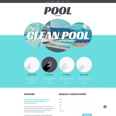 Pool Cleaning Business WordPress Theme (WordPress theme for pool cleaning companies and services) Item Picture