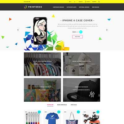 Printerox Design Responsive PrestaShop Theme (PrestaShop theme for online print stores) Item Picture