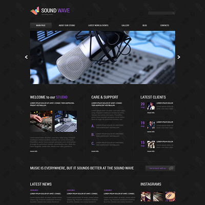 Recording Studio Responsive Joomla Template (Joomla template for music websites) Item Picture