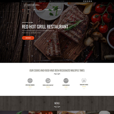Red Hot Grill Restaurant WordPress Theme (WordPress theme for restaurants) Item Picture