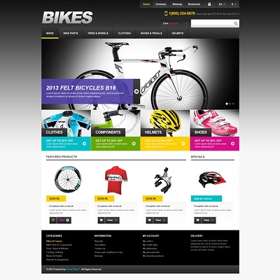 Responsive Bikes Store PrestaShop Theme (PrestaShop themes for bicycles and cycling equipment) Item Picture