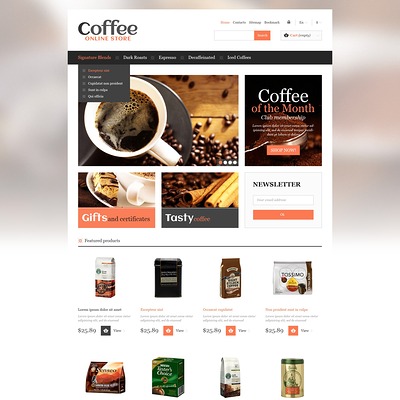Responsive Coffee Store PrestaShop Theme (PrestaShop theme for tea and coffee) Item Picture