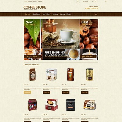 Responsive Coffee Store PrestaShop Theme (PrestaShop theme for tea and coffee) Item Picture