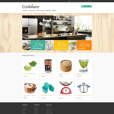 Responsive Cookware Store PrestaShop Theme (PrestaShop theme for housewares and kitchen supplies) Item Picture