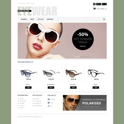 Responsive Eyewear Store PrestaShop Theme (PrestaShop theme for sunglasses and eyewear) Item Picture