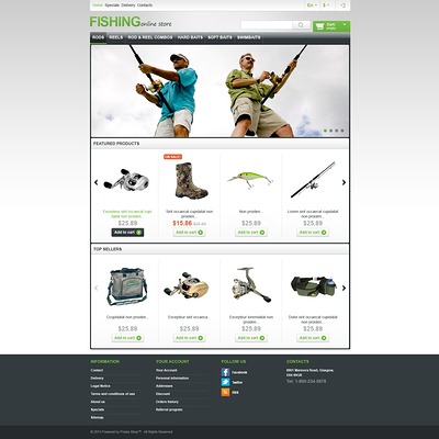 Responsive Fishing Store PrestaShop Theme (PrestaShop theme for fishing stores) Item Picture