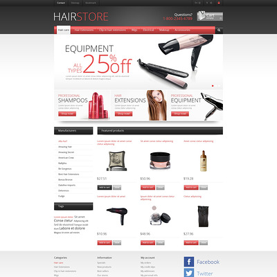 Responsive Hair Store PrestaShop Theme (PrestaShop theme for hair extensions and hair products) Item Picture