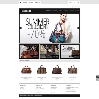 Responsive Handbags Boutique PrestaShop Theme (PrestaShop theme for purses and handbags) Item Picture