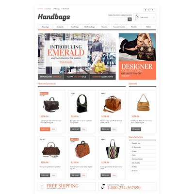 Responsive Handbags Boutique PrestaShop Theme (PrestaShop theme for purses and handbags) Item Picture