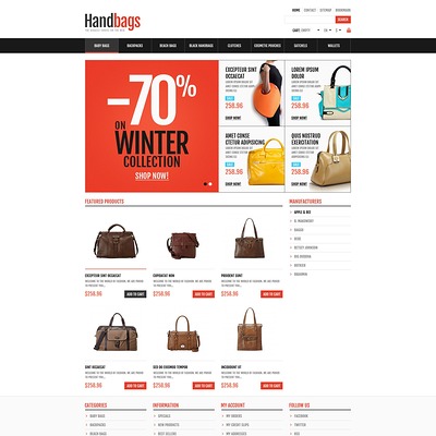 Responsive Handbags Store PrestaShop Theme (PrestaShop theme for purses and handbags) Item Picture