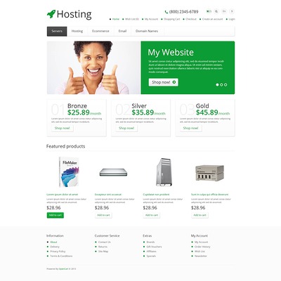 Responsive Hosting Store OpenCart Template (OpenCart theme for web hosting providers) Item Picture