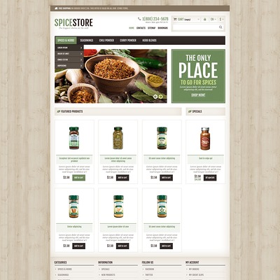Responsive Spice Store PrestaShop Theme (PrestaShop theme for food stores) Item Picture