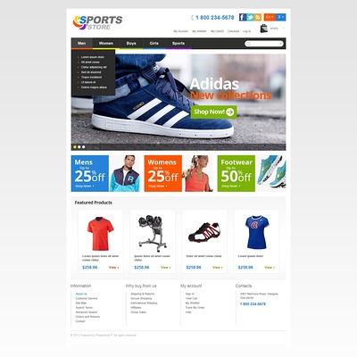 Responsive Sports Store PrestaShop Theme (PrestaShop theme for sports stores) Item Picture