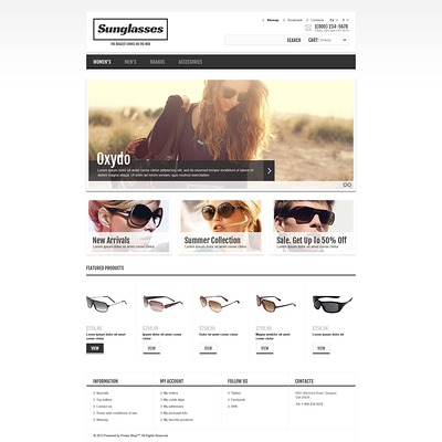 Responsive Sunglasses Store PrestaShop Theme (PrestaShop theme for sunglasses and eyewear) Item Picture