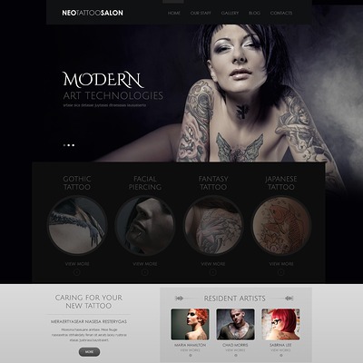 Responsive Tattoo Salon WordPress Theme (WordPress theme for tattoo studios) Item Picture