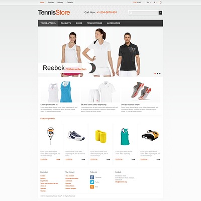 Responsive Tennis Store PrestaShop Theme (PrestaShop theme for sports stores) Item Picture