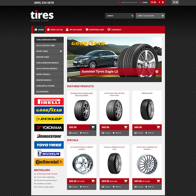 Responsive Tires Store OpenCart Template (OpenCart theme for automotive, car, and vehicle stores) Item Picture