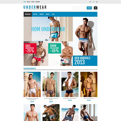 Responsive Underwear Store PrestaShop Theme (PrestaShop theme for mens underwear) Item Picture
