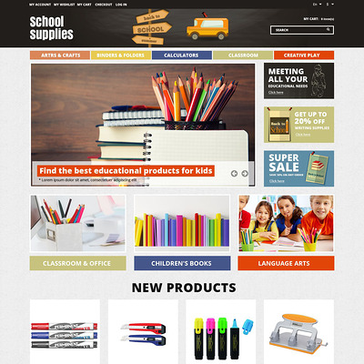 School Essentials Magento Theme (Magento theme for office supplies and stationery) Item Picture