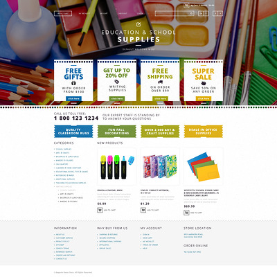 School Supplies Magento Theme (Magento theme for office supplies and stationery) Item Picture