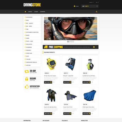 Scuba Diving Equipment PrestaShop Theme (PrestaShop theme for scuba diving stores) Item Picture