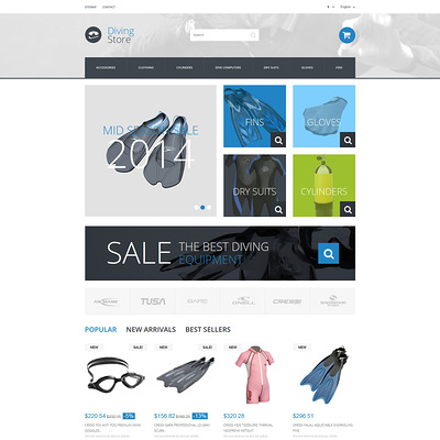 Scuba Diving Kit PrestaShop Theme (PrestaShop theme for scuba diving stores) Item Picture