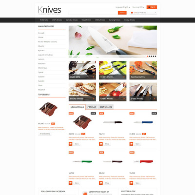 Selling Knives PrestaShop Theme (PrestaShop theme for housewares and kitchen supplies) Item Picture