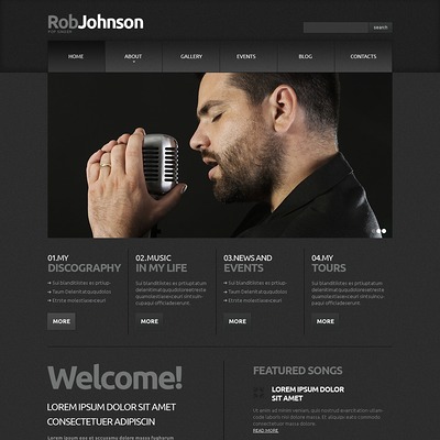 Singer Responsive Joomla Template (Joomla template for music websites) Item Picture