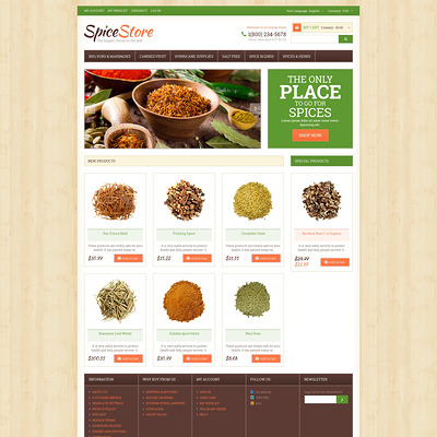 Spice Shop Responsive Magento Theme (Magento theme for selling food and spices) Item Picture