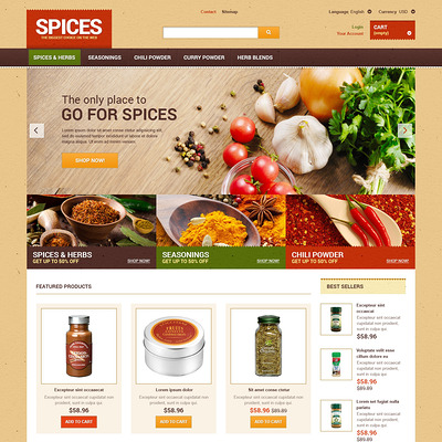 Spice shop PrestaShop Theme (PrestaShop theme for food stores) Item Picture