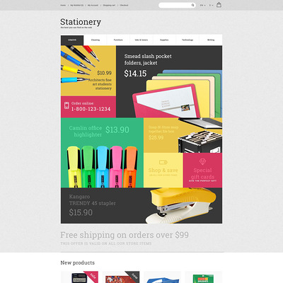 Stationery OpenCart Template (OpenCart theme for stationery, business cards, and office supplies) Item Picture