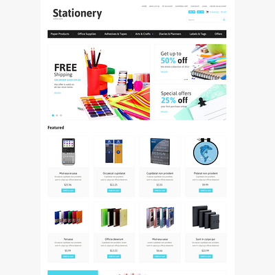 Stationery Responsive OpenCart Template (OpenCart theme for stationery, business cards, and office supplies) Item Picture