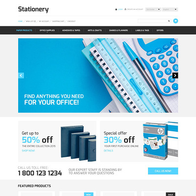Stationery Store OpenCart Template (OpenCart theme for stationery, business cards, and office supplies) Item Picture