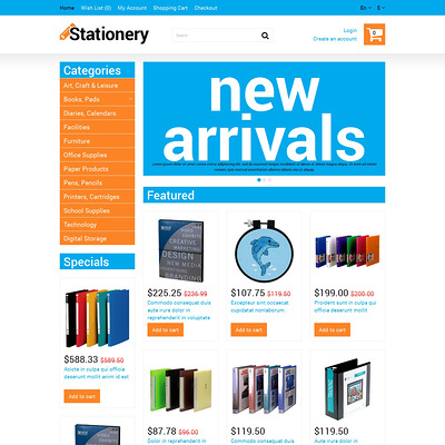 Stationery store OpenCart Template (OpenCart theme for stationery, business cards, and office supplies) Item Picture