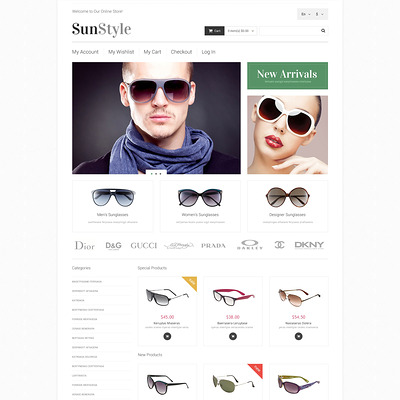 Sunglasses Shop Magento Theme (Magento theme for selling sunglasses) Item Picture