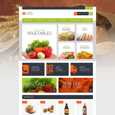 Supermarket Template Magento Theme (Magento theme for selling food and spices) Item Picture