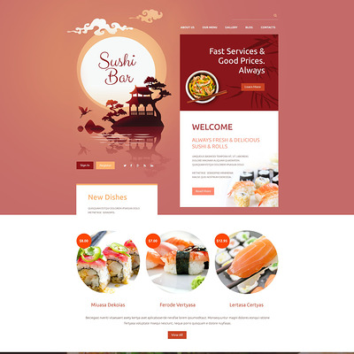 Sushi Bar Drupal Template (Drupal theme for restaurants) Item Picture
