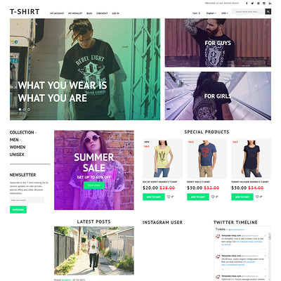 T-Shirt Magento Theme (Magento theme for mens and womens clothing) Item Picture