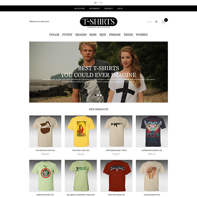 T-shirt Shop Responsive Magento Theme (Magento theme for mens and womens clothing) Item Picture