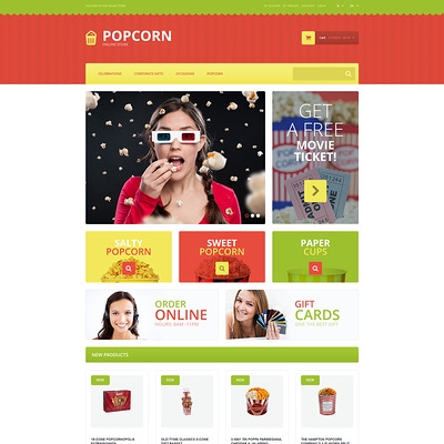 Tasty Popcorn Magento Theme (Magento theme for selling food and spices) Item Picture