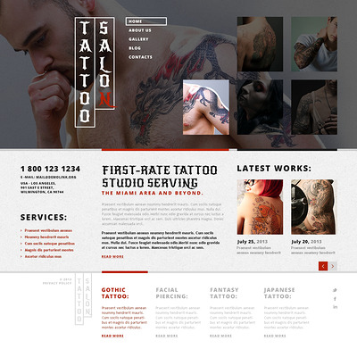 Tattoo Salon Responsive WordPress Theme (WordPress theme for tattoo studios) Item Picture