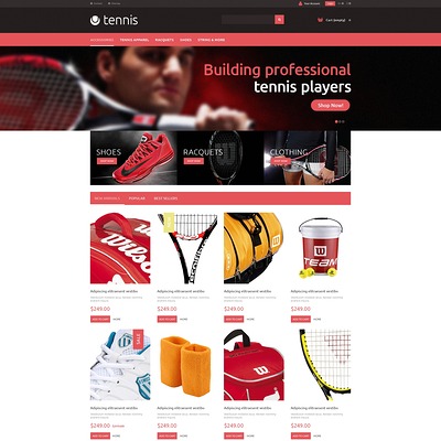 Tennis Accessories PrestaShop Theme (PrestaShop theme for sports stores) Item Picture