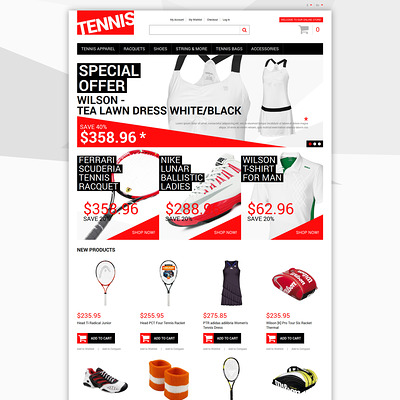 Tennis Dress Supplies Magento Theme (Magento theme for sports stores) Item Picture