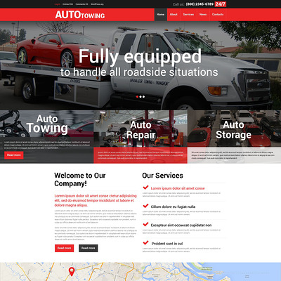 Towing Company WordPress Theme (WordPress theme for car, vehicle, and automotive websites) Item Picture