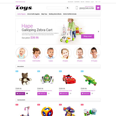 Toy Store Responsive Magento Theme (Magento theme for kids, babies, and children) Item Picture