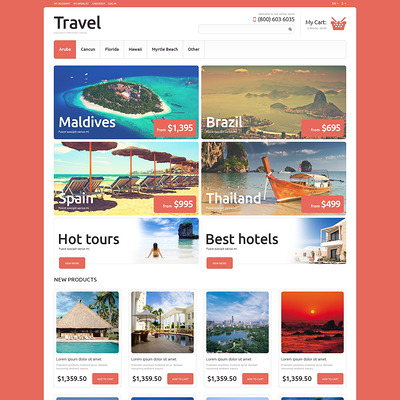 Travel Agency Responsive Magento Theme (Magento theme for travel sites) Item Picture