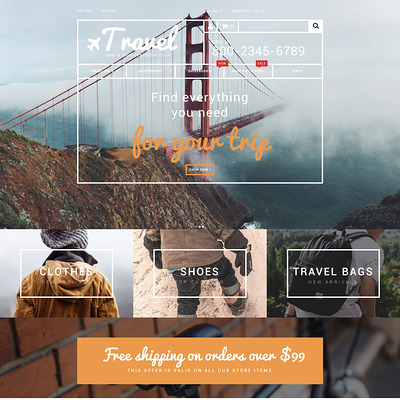 Travel Gear Store PrestaShop Theme (PrestaShop theme for travel websites) Item Picture