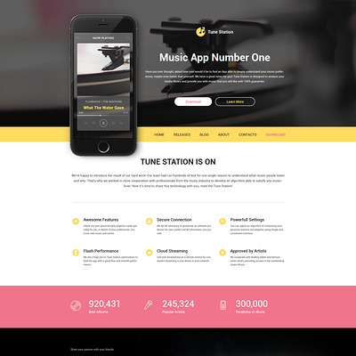 Tune Station WordPress Theme (WordPress theme for promoting apps) Item Picture