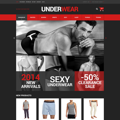 Underwear for Men Magento Theme (Magento theme for selling lingerie and underwear) Item Picture
